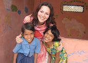 Sophie with local children